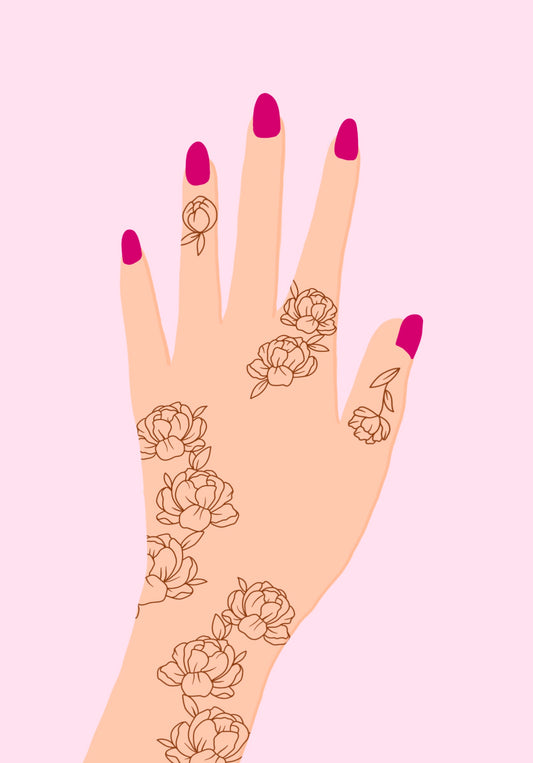 Modern Henna Stickers for women. Floral henna stickers in dubai and in the gulf.